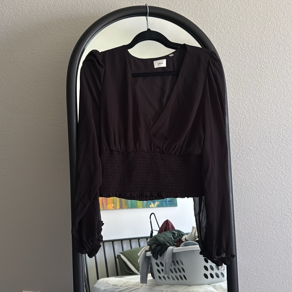ARITZIA / WILFRED Sheer V Neck Top